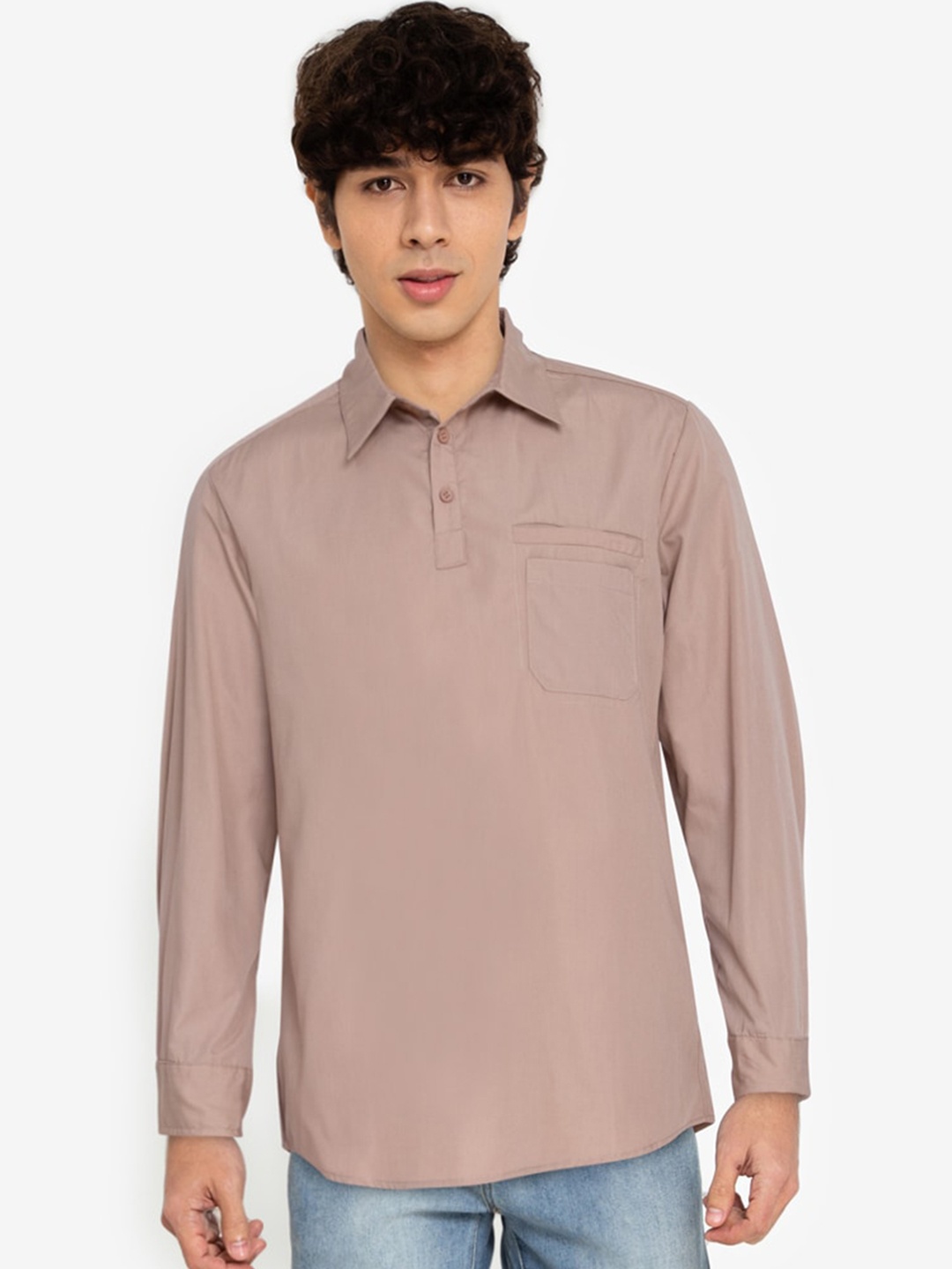 

ZALORA BASICS Men Brown Casual Pull-On Shirt