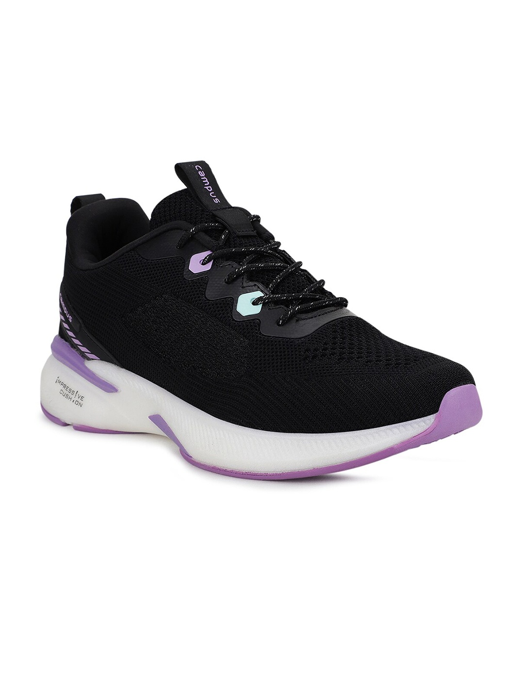 

Campus Women Black & Lavender Mesh Running Shoes