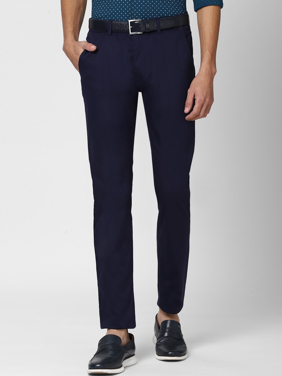 

Peter England Casuals Men Navy Blue Slim Fit Trousers