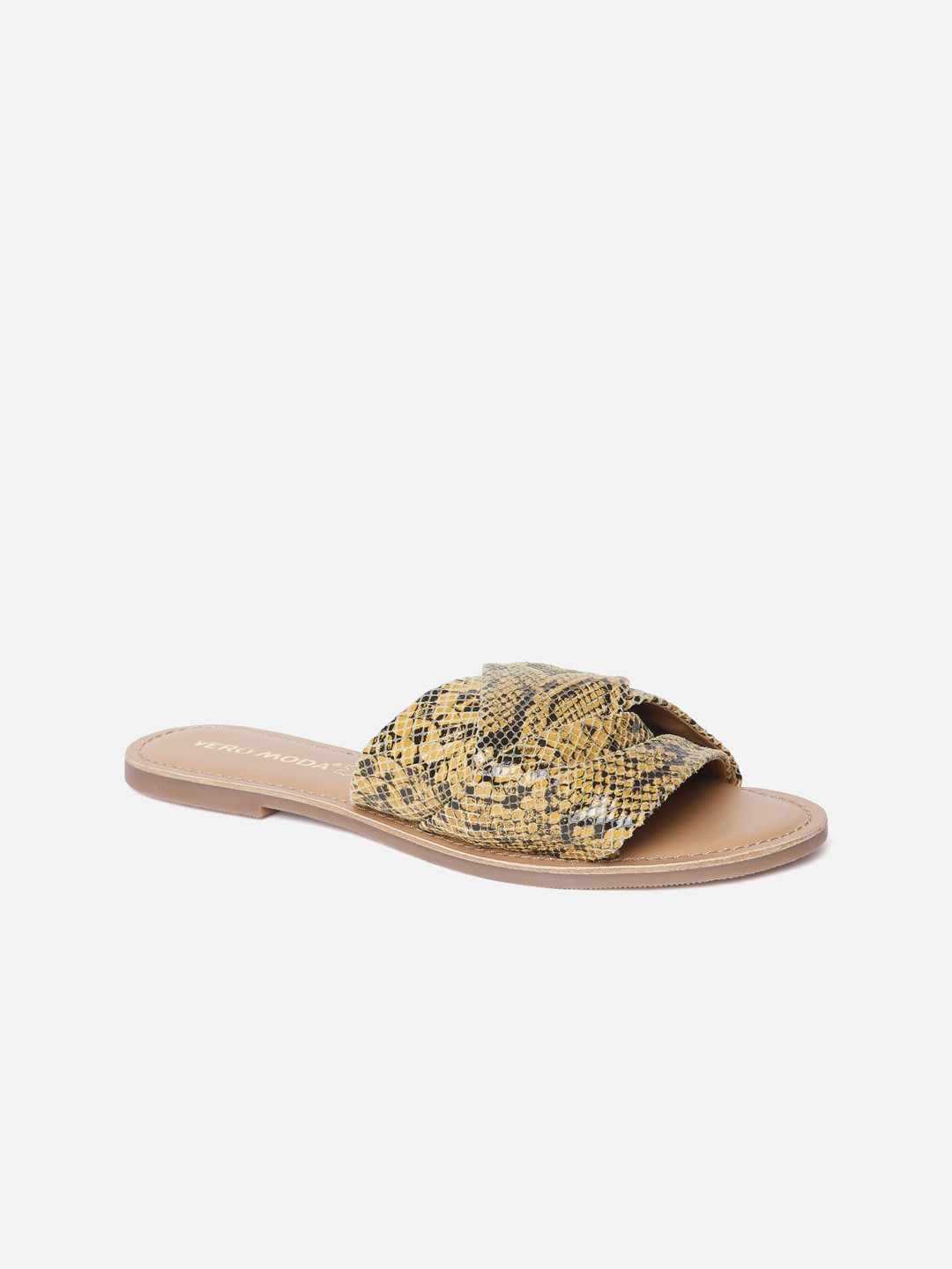 

Vero Moda Women Brown Printed Open Toe Flats