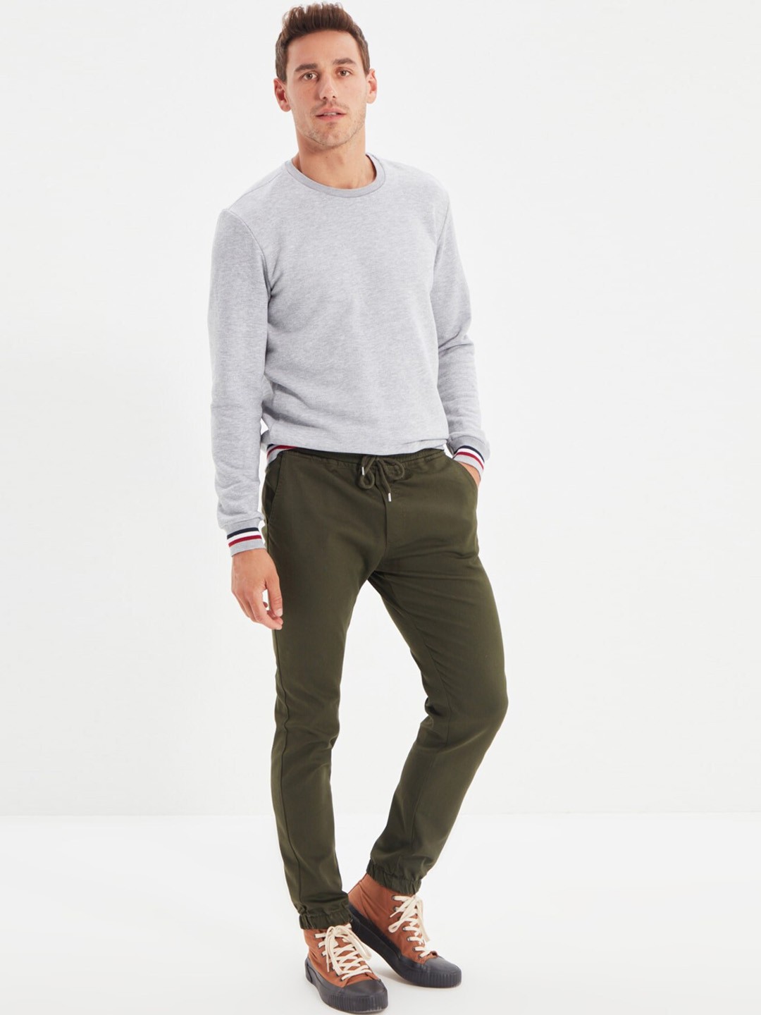

Trendyol Men Khaki Printed Joggers Trousers