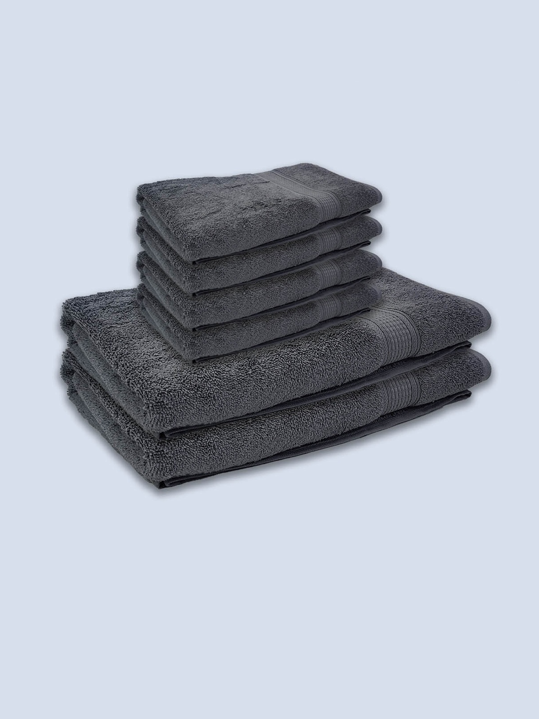 

Livpure Smart Set Of 6 Grey Solid 500 GSM Cotton Towels Set