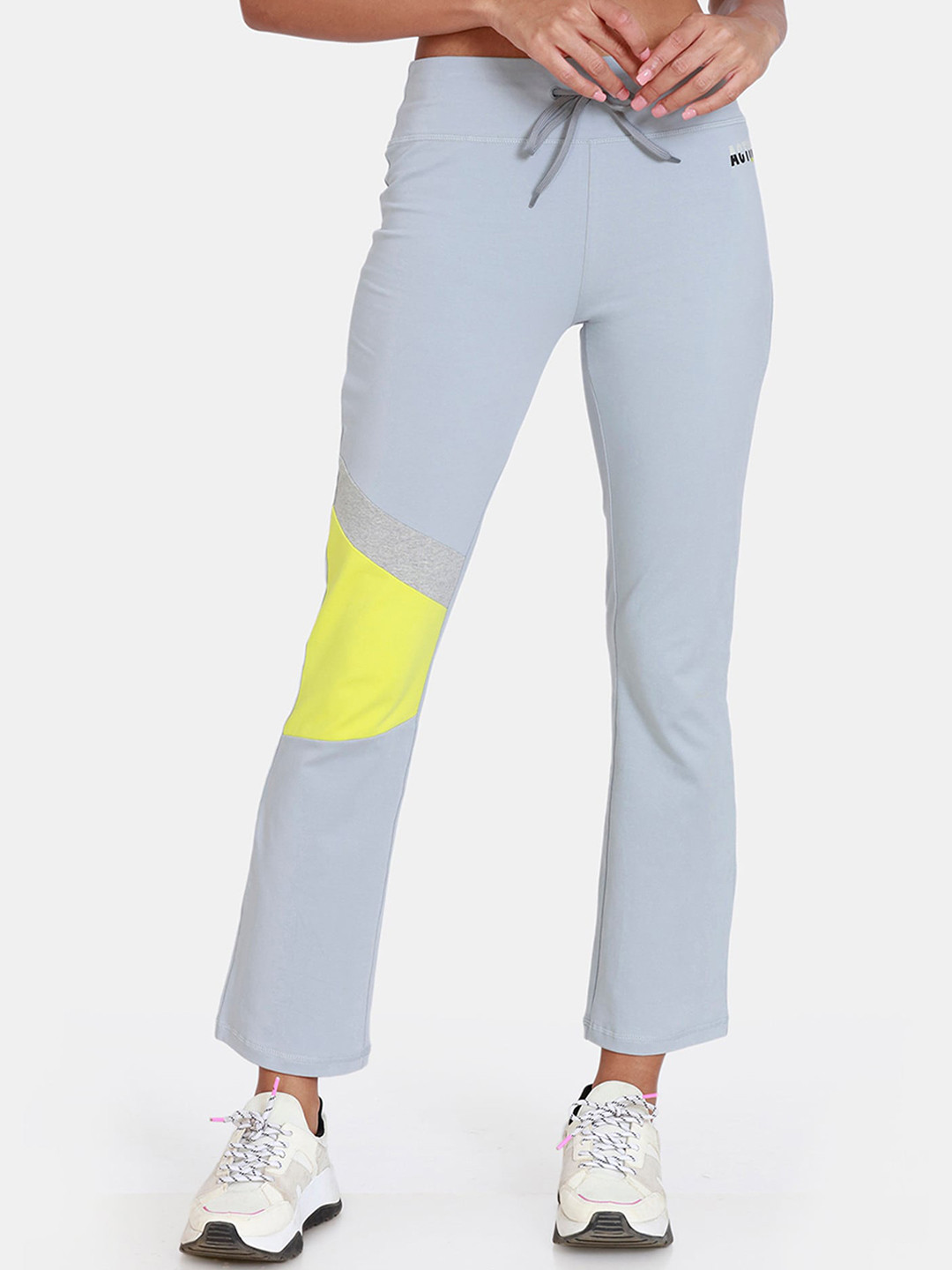 

Zelocity by Zivame Women Grey & Yellow Solid Track Pants