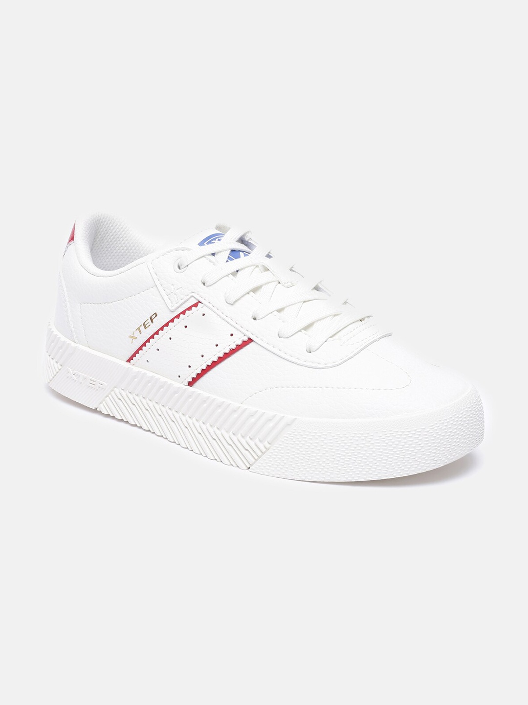 Xtep Women White Skateboarding Non-Marking Shoes