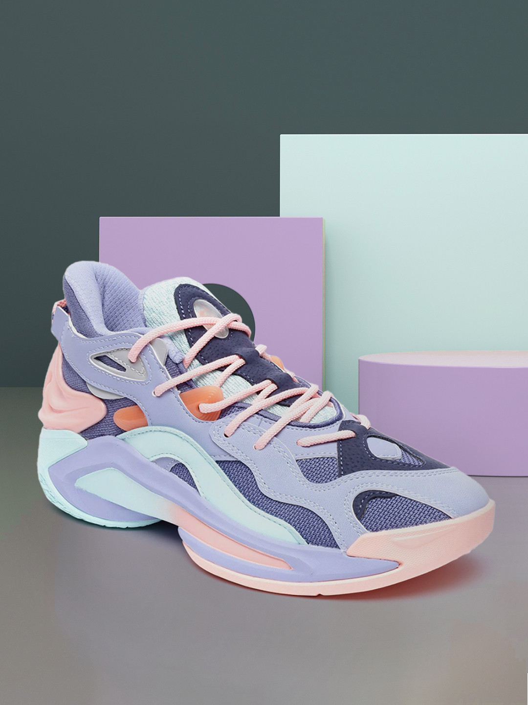 

Xtep Women Blue & Pink Basketball Non-Marking Shoes
