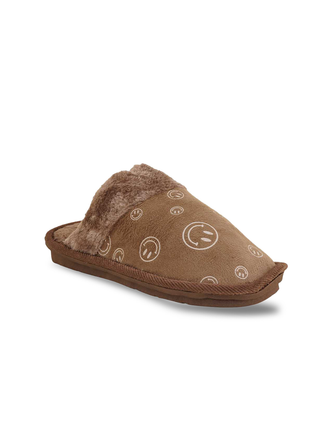 

Walkfree Women Brown & White Printed Fur Room Slippers