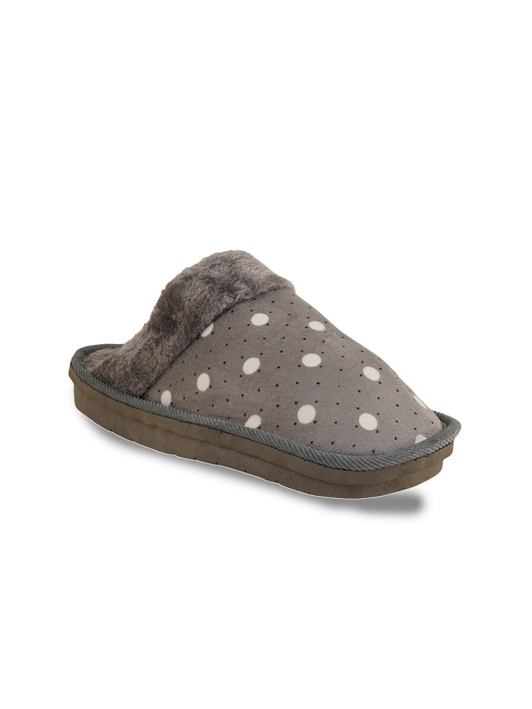 

Walkfree Women Grey & White Printed Room Slippers
