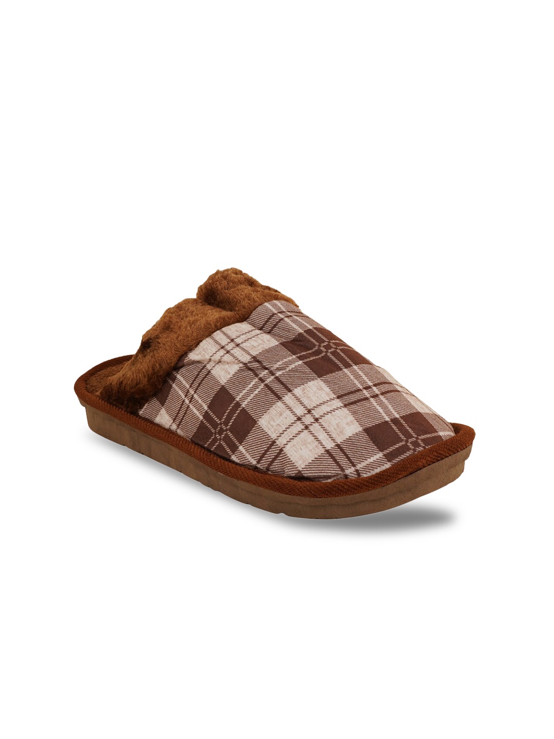 

Walkfree Women Brown & Beige Printed Fur Room Slippers