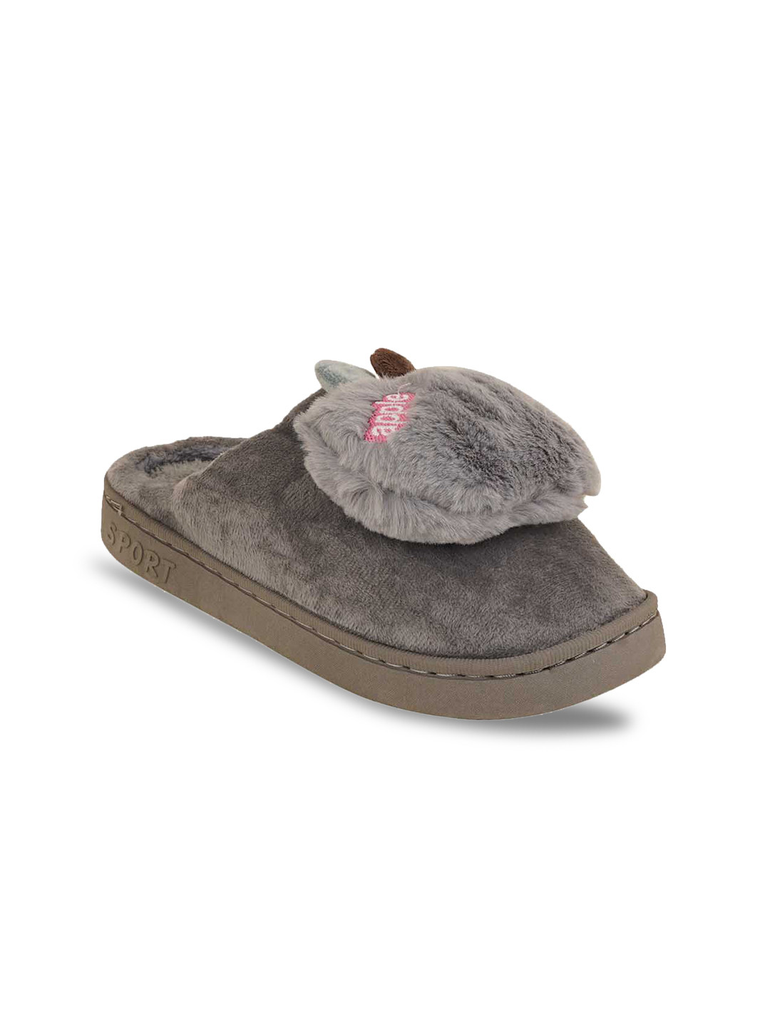 

Walkfree Women Grey & Brown Fur Room Slippers
