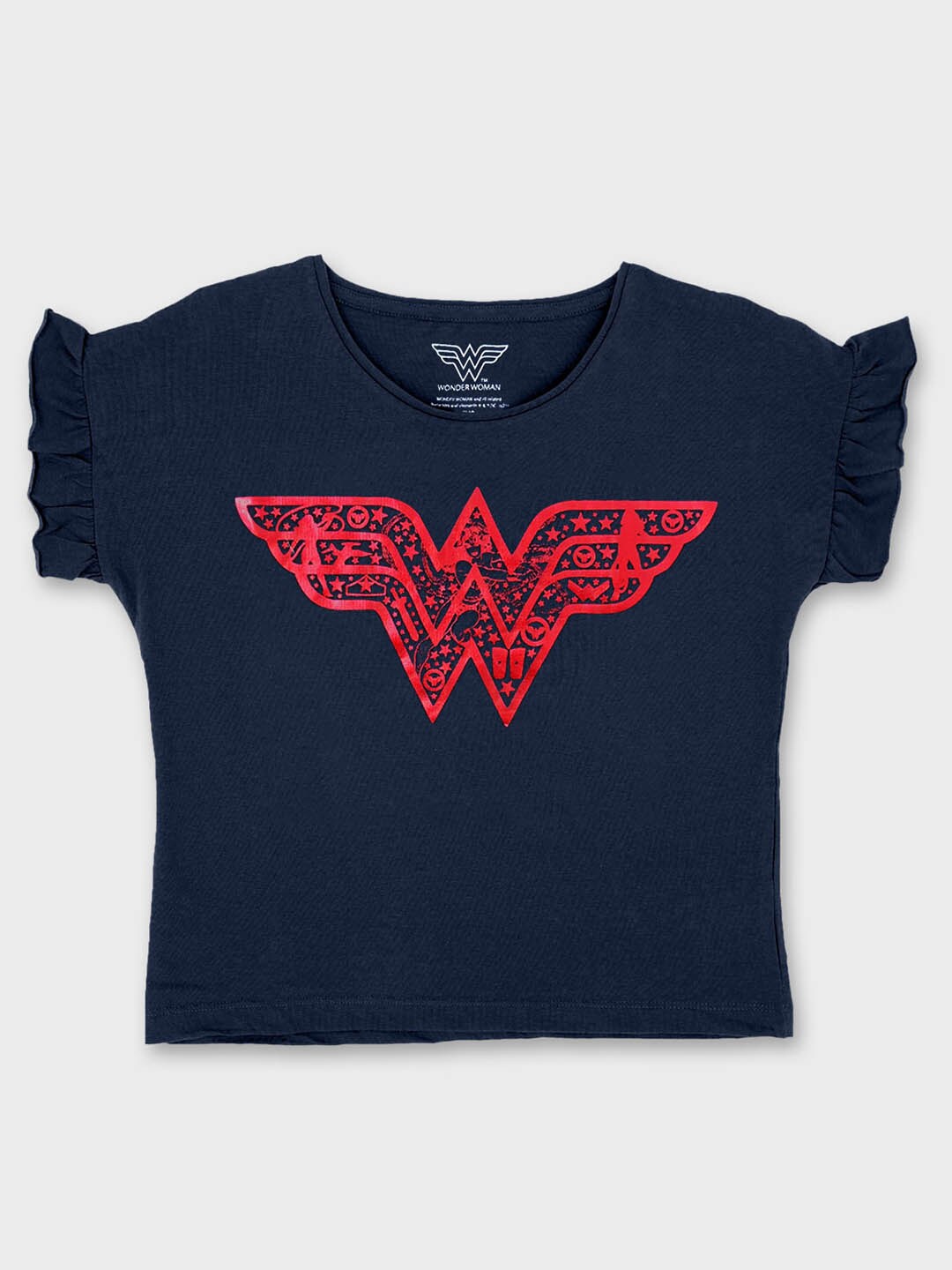 

Kids Ville Girls Navy Blue Wonder Woman Applique T-shirt
