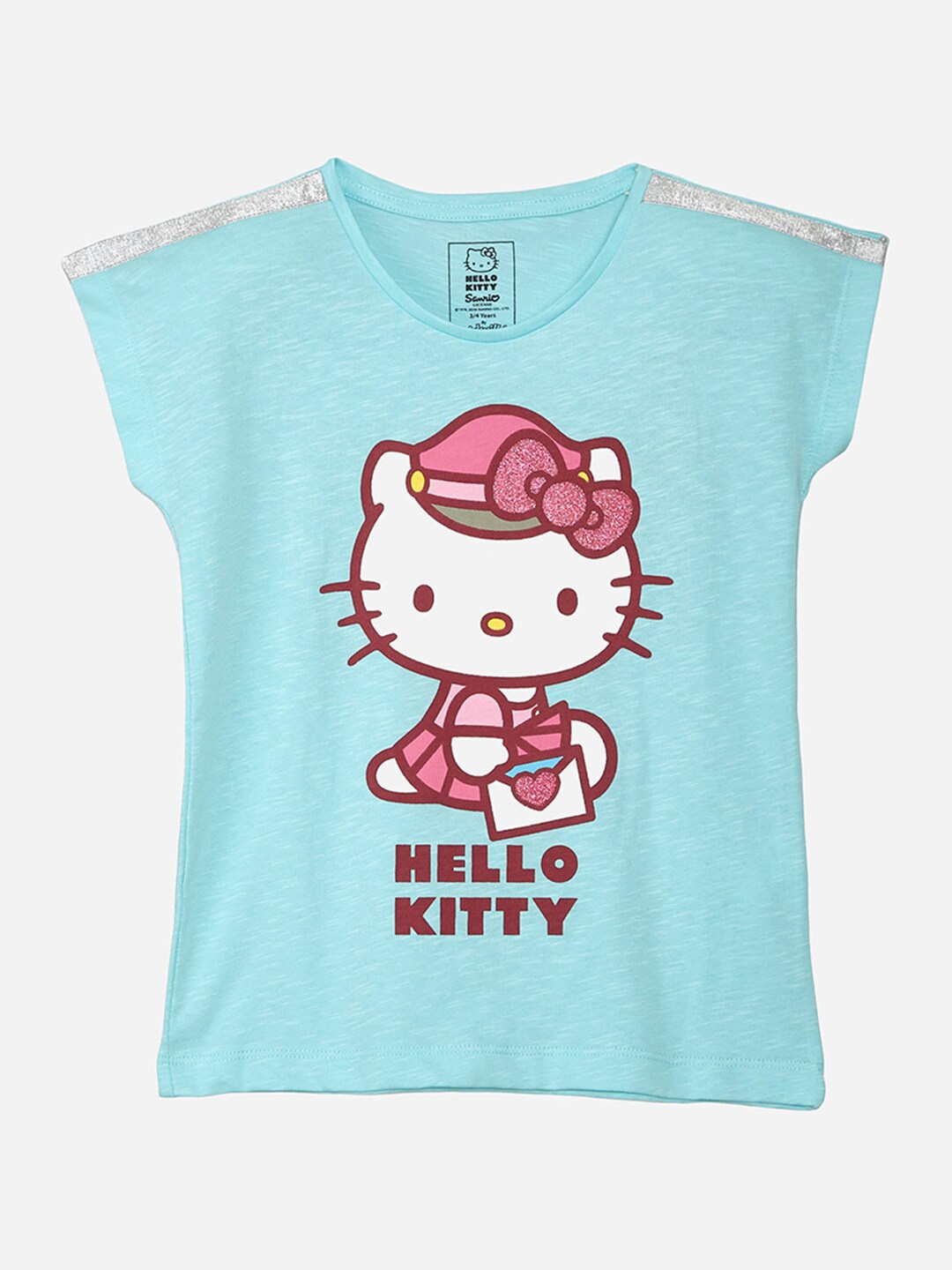 

Kids Ville Girls Blue Hello Kitty Printed Extended Sleeves T-shirt