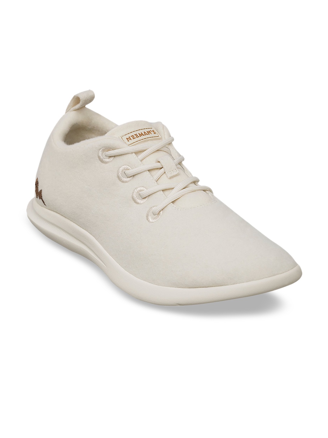 

NEEMANS Unisex Cream-Coloured Woven Design Sneakers