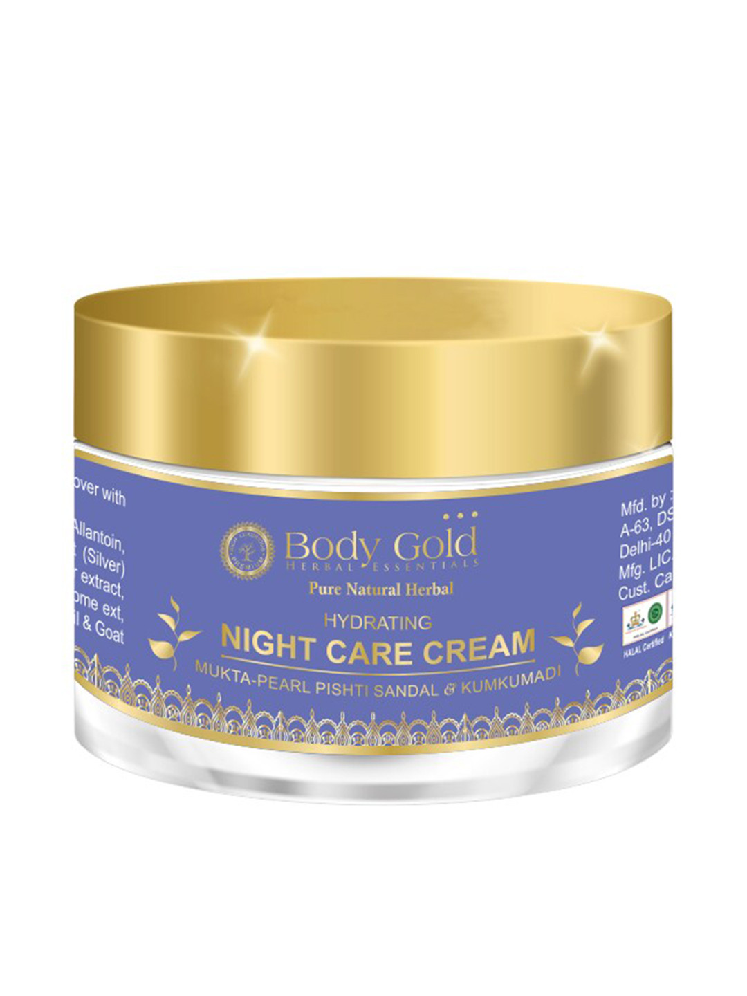 

Body Gold Hydrating Night Care Cream With Mukta Pishti Sandal & Kumkumadi 50gm, Green