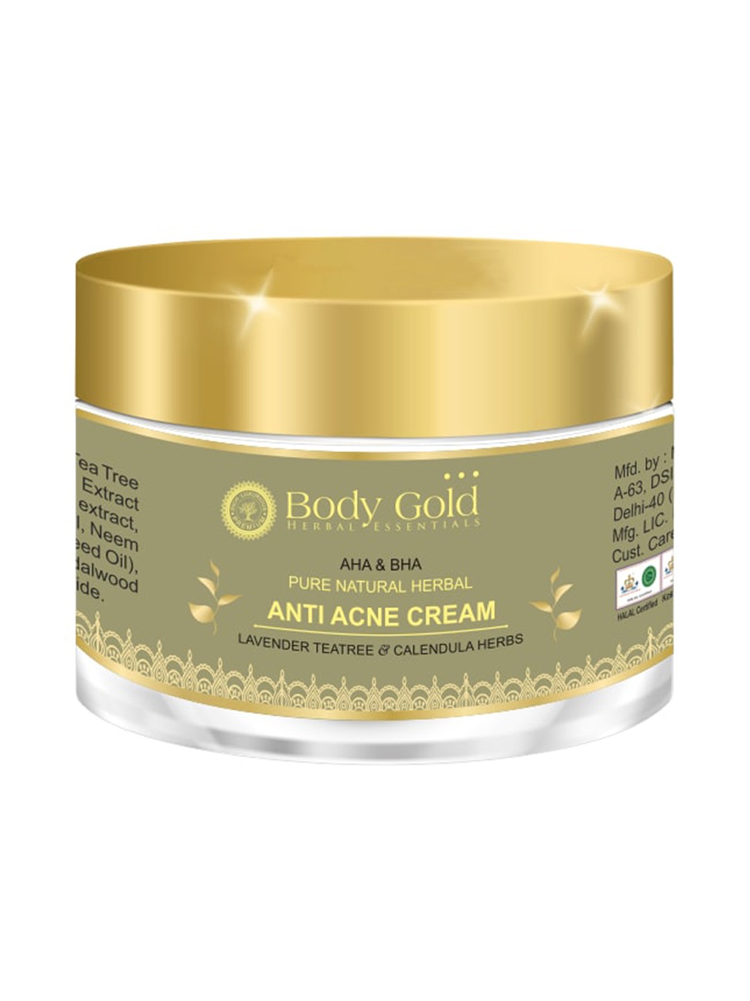 

Body Gold Anti Acne Cream With Lavender Teatree & Calendula Herbs - 50g, Green