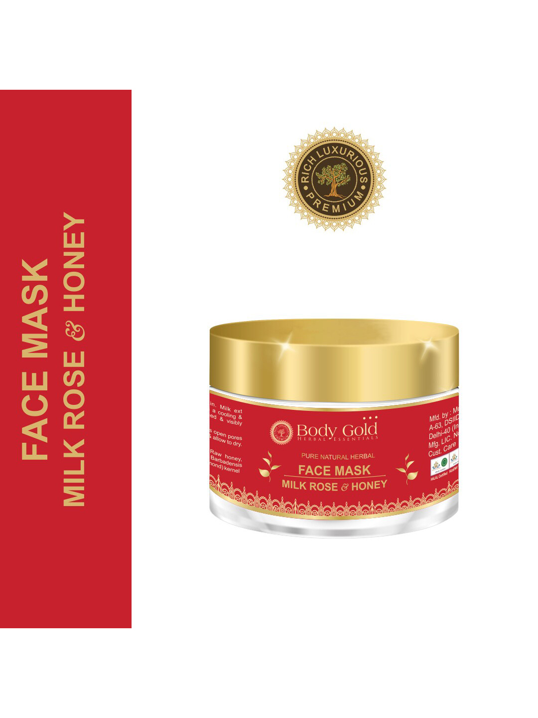

Body Gold Pure Natural Herbal Face Mask With Milk Rose & Honey - 60gm, Pink