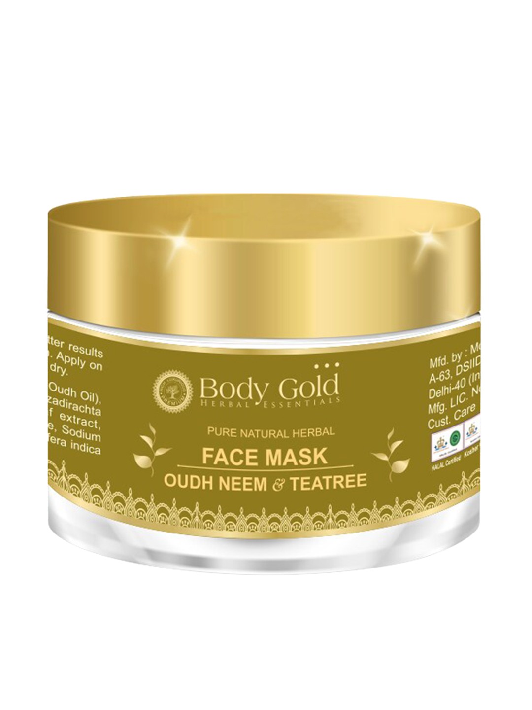 

Body Gold Pure Natural Herbal Face Mask With Oudh Neem & TeaTree - 60gm, Green