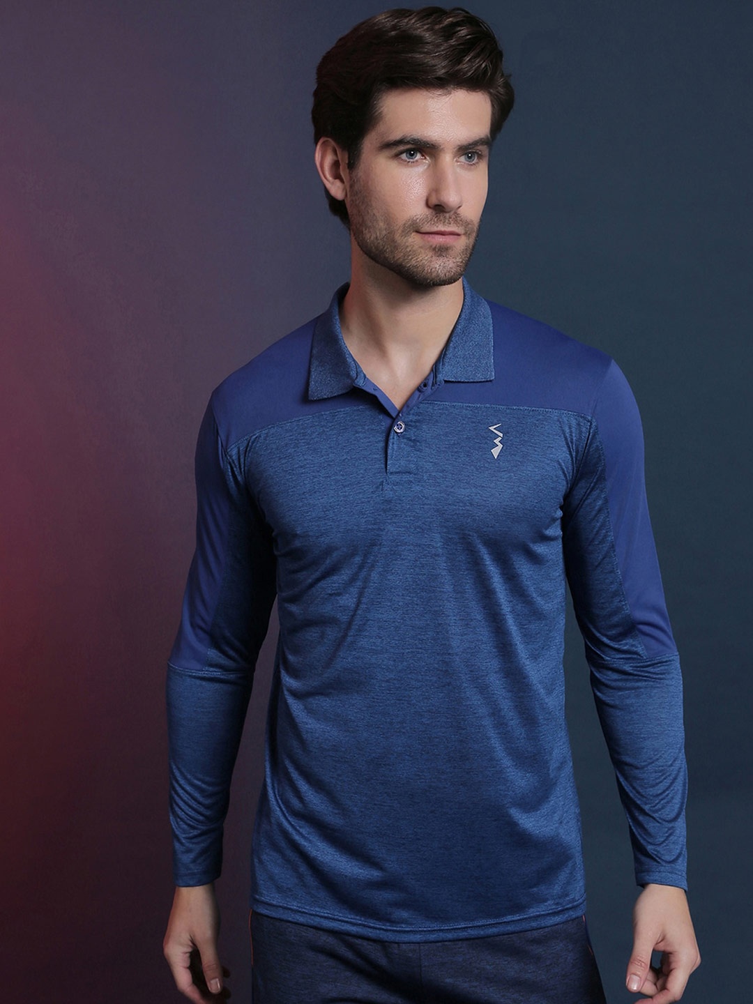 

Campus Sutra Men Blue Polo Collar Dri-FIT Applique Running T-shirt