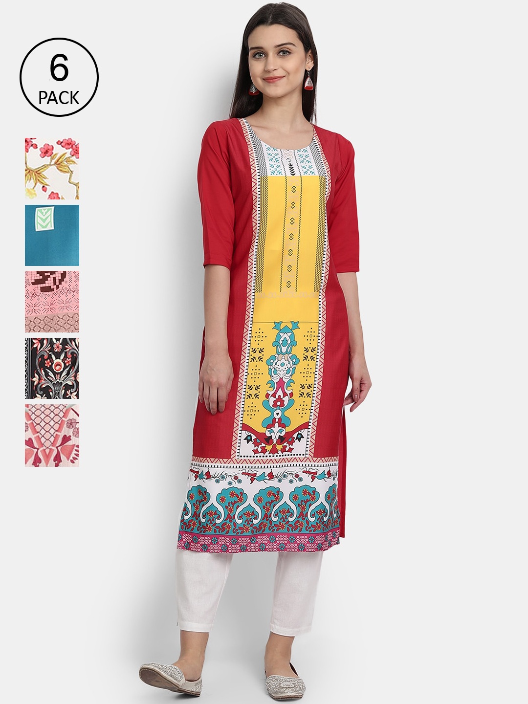 

1 Stop Fashion Women Multicoloured Ethnic Motifs Printed Crepe Kurta, Multi