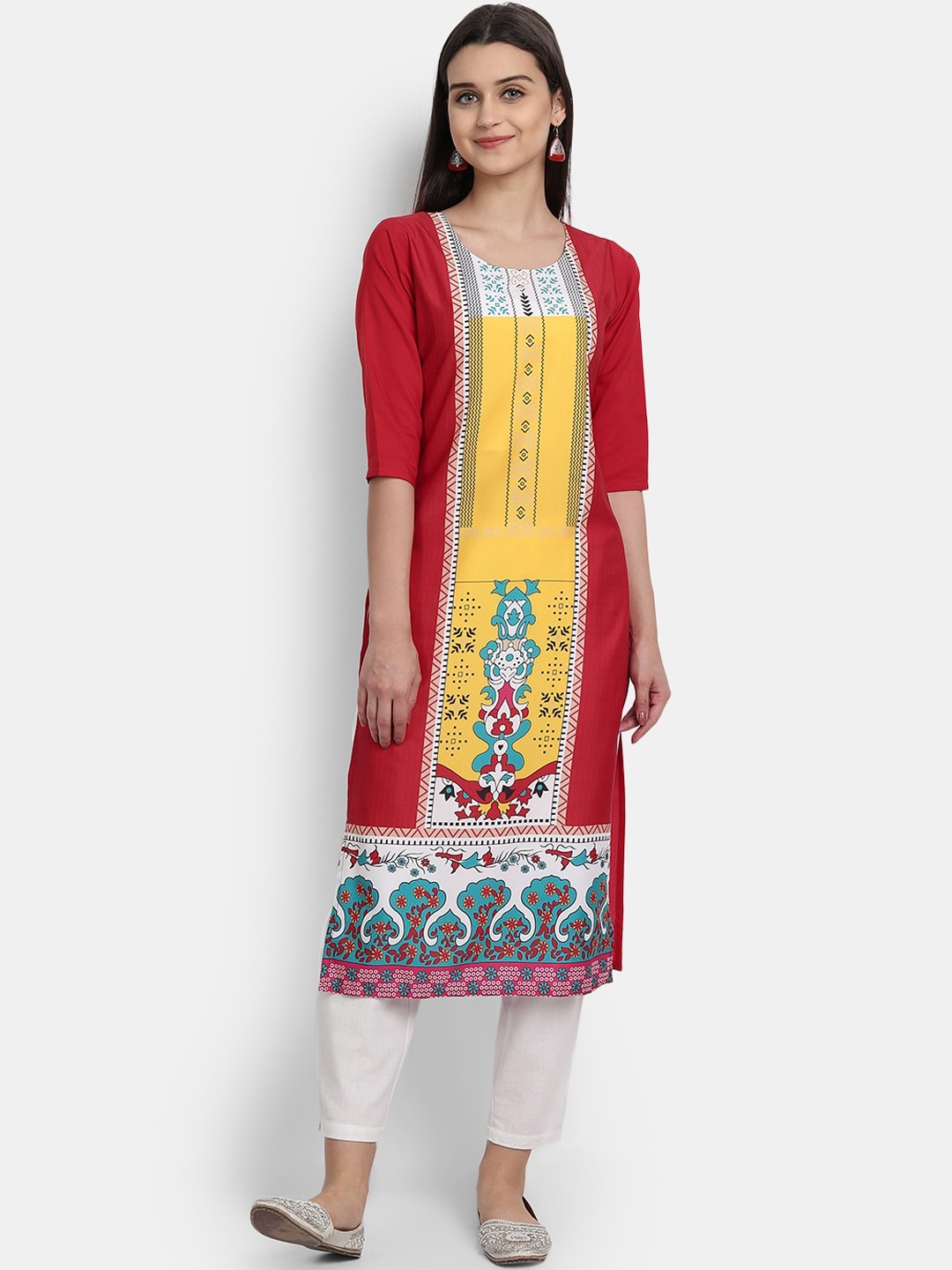 

1 Stop Fashion Women Multicoloured Ethnic Motifs Printed Crepe Kurta, Multi