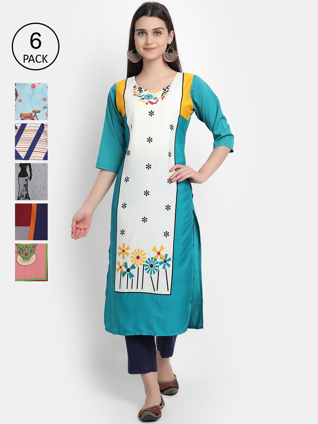 

1 Stop Fashion Women Multicoloured Floral Embroidered Thread Work Crepe Kurta, Multi
