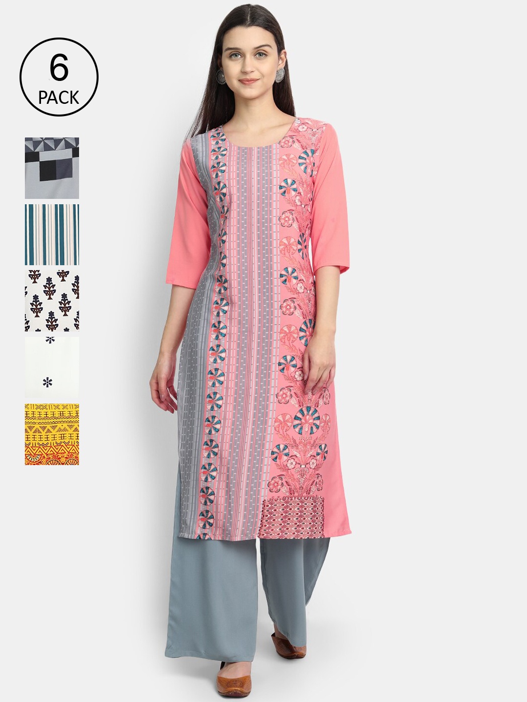

1 Stop Fashion Women Multicoloured Striped Crepe Kurta, Multi