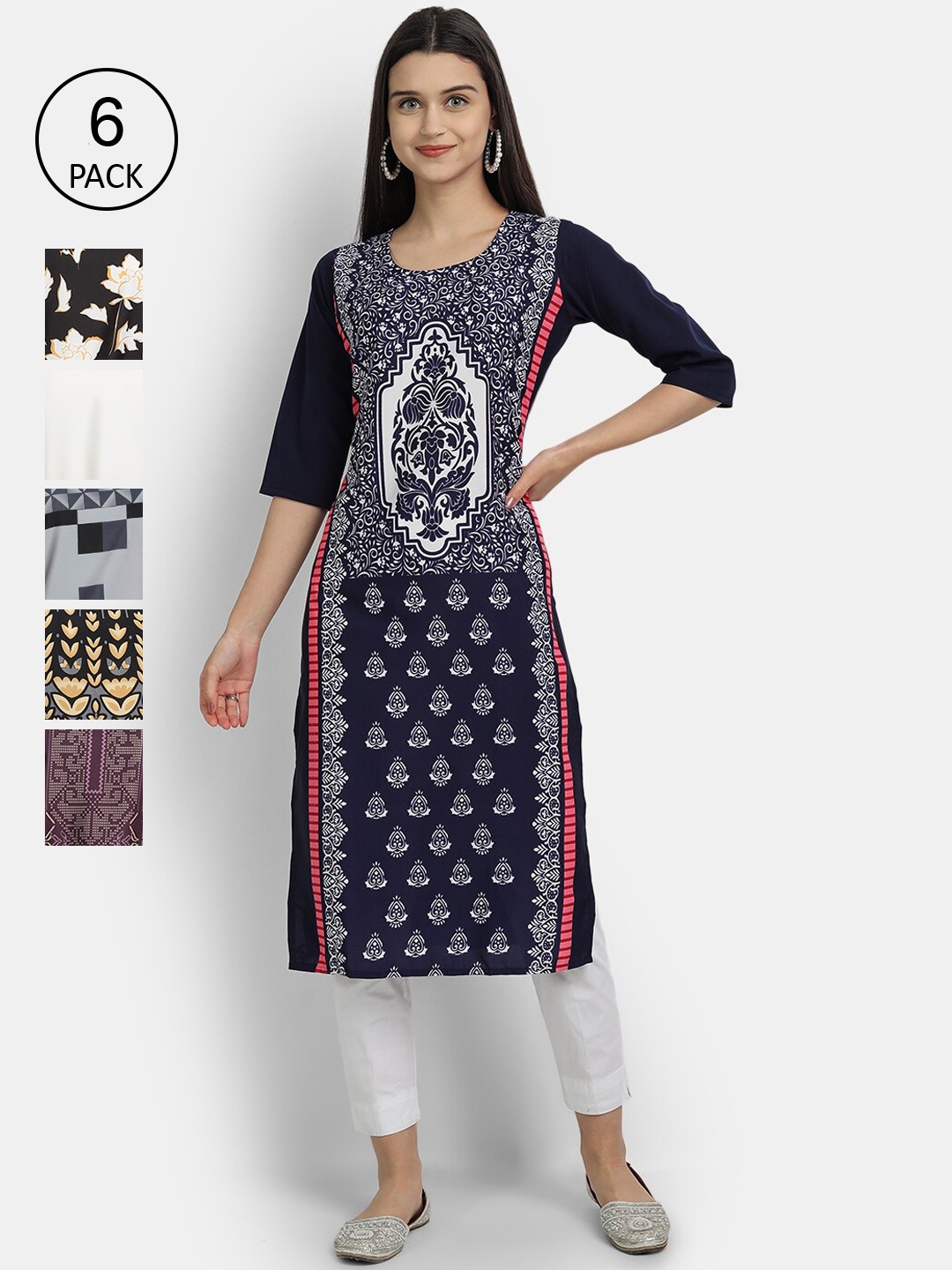 

1 Stop Fashion Women Multicoloured Floral Printed Crepe Kurta, Multi