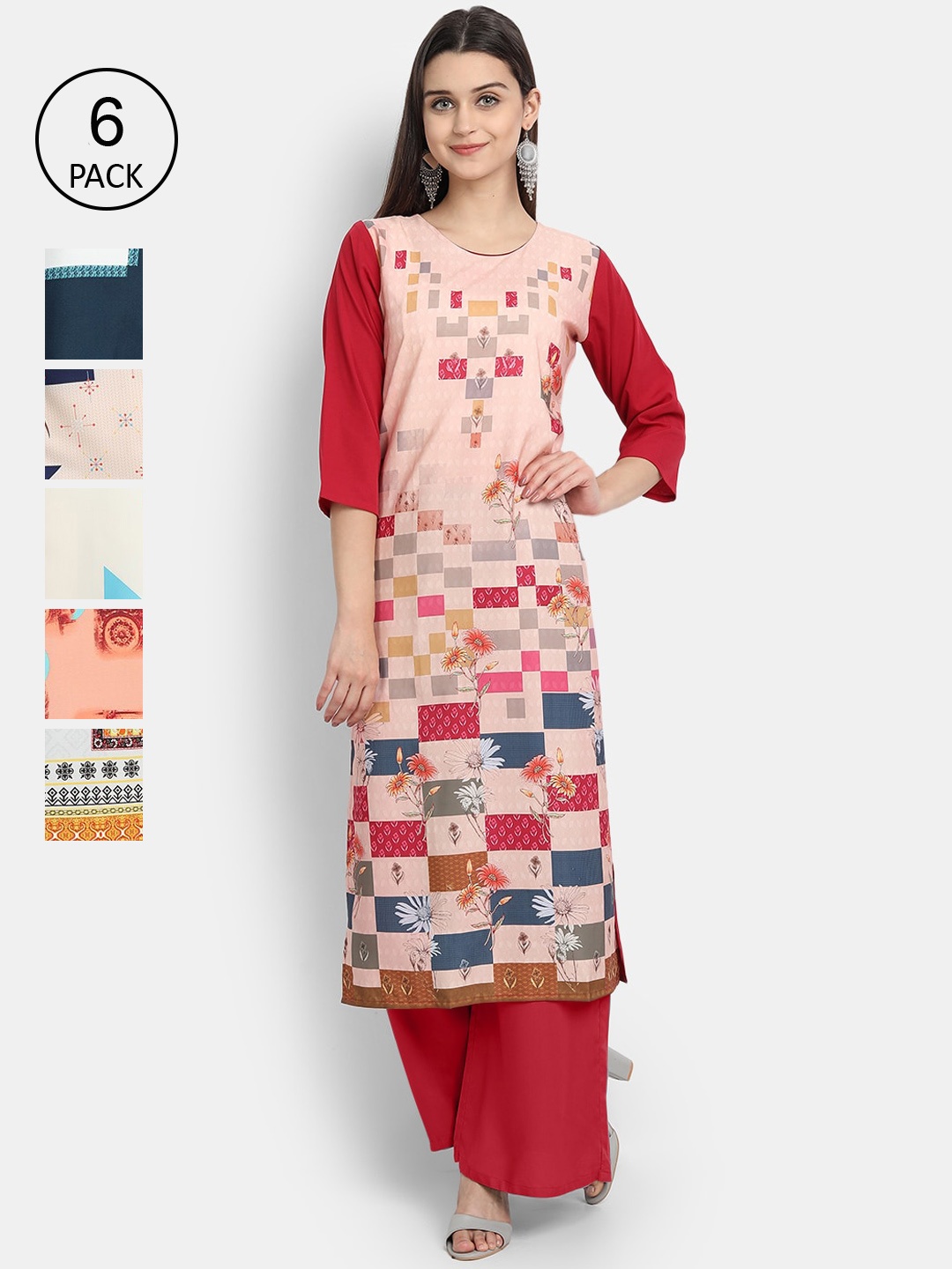 

1 Stop Fashion Women Pack Of 6 Kurtas, Multi