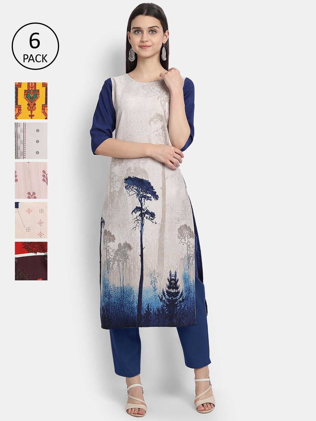 

1 Stop Fashion Women Pack Of 6 Kurtas, Multi