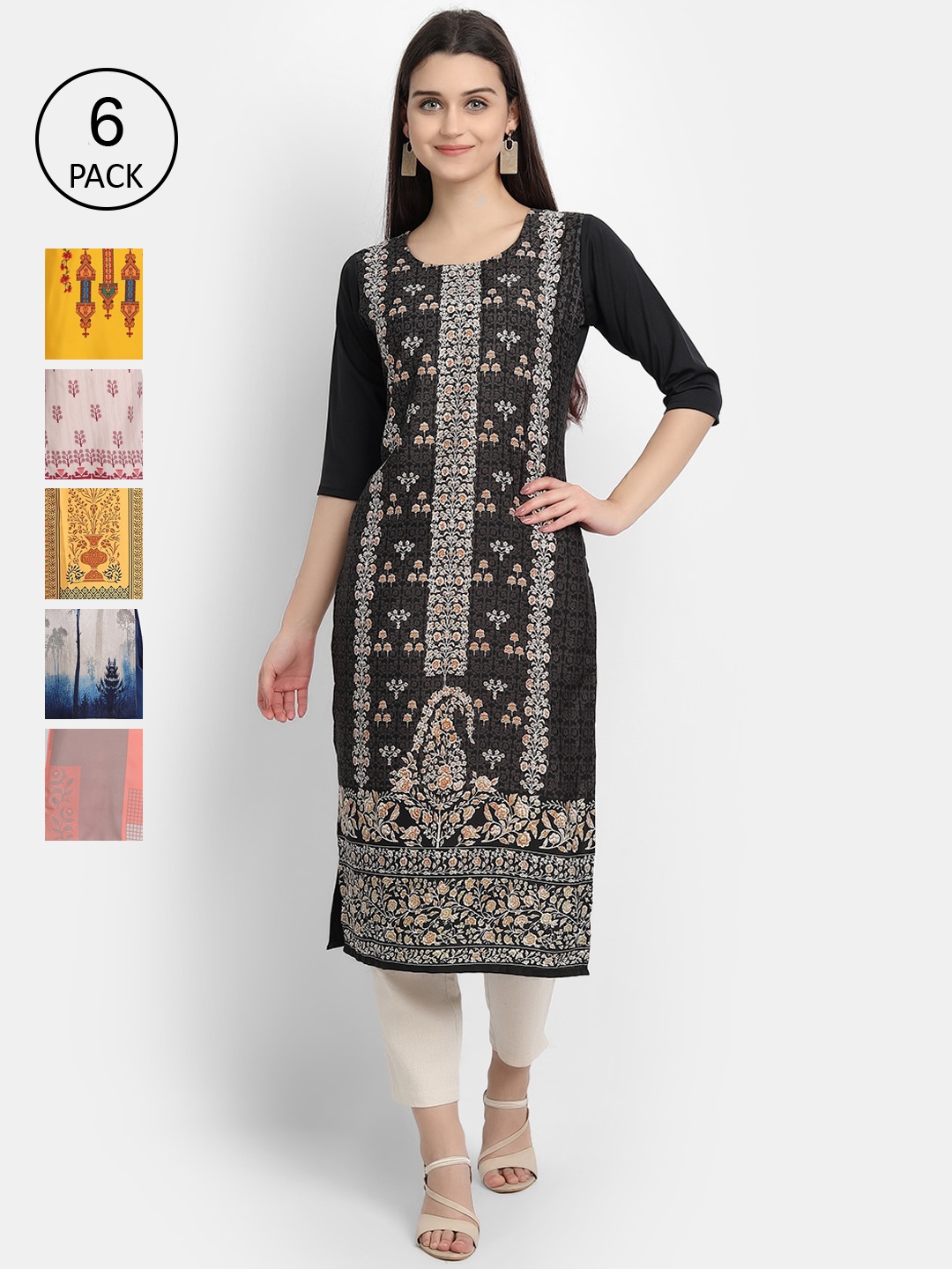

1 Stop Fashion Women Pack Of 6 Kurtas, Multi