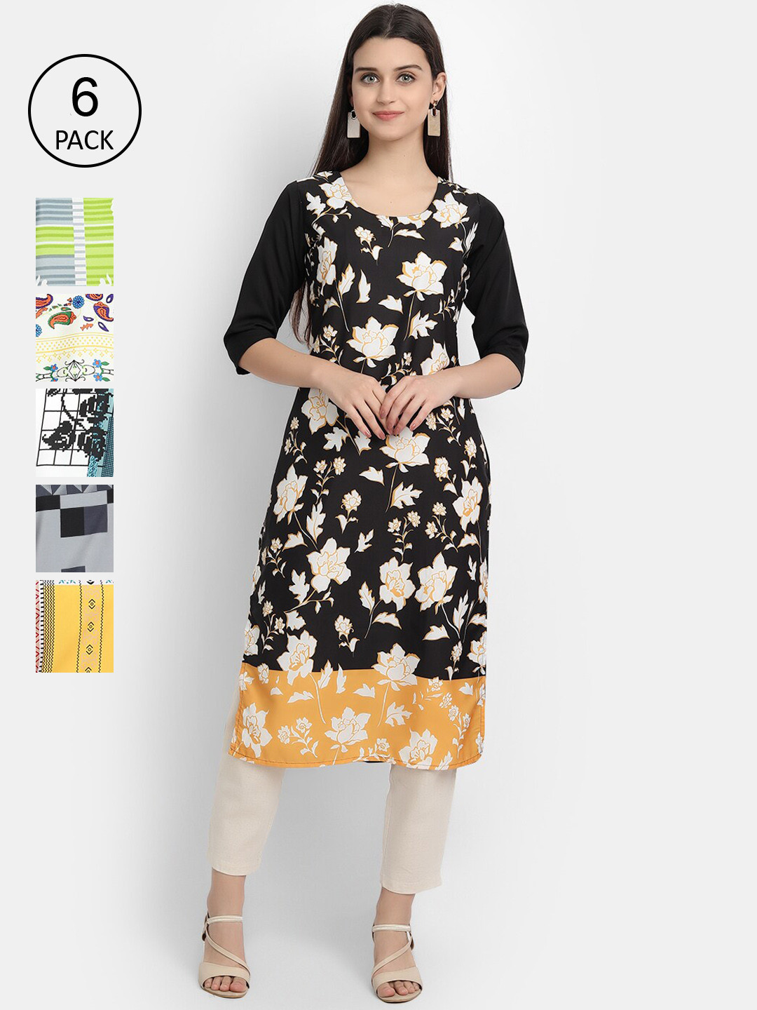 

1 Stop Fashion Women Pack Of 6 Kurtas, Multi