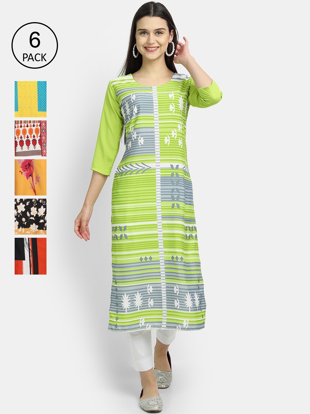 

1 Stop Fashion Women Multicoloured Ethnic Motifs Printed Crepe Kurta, Multi