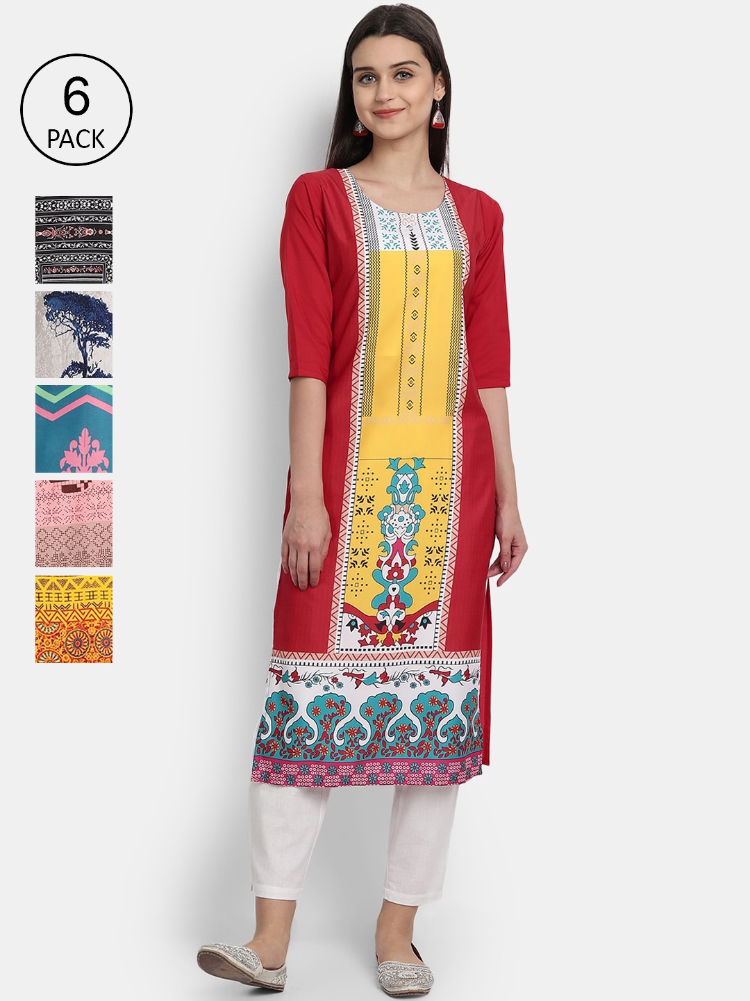 

1 Stop Fashion Women Multicoloured Ethnic Motifs Printed Crepe Kurta, Multi