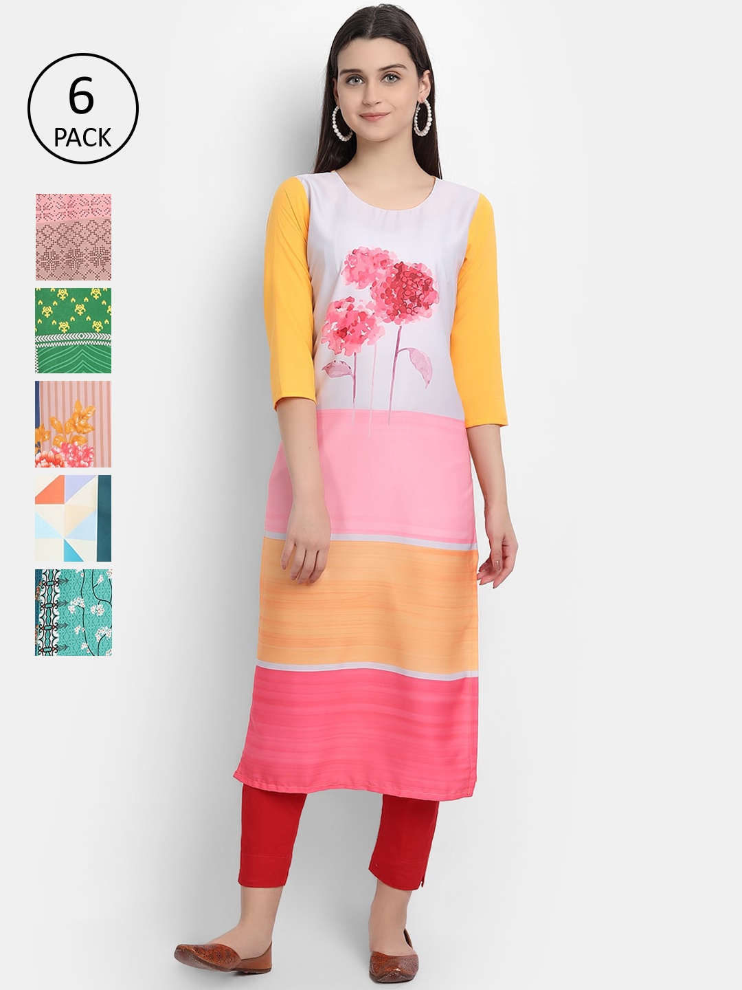 

1 Stop Fashion Women Multicoloured Colourblocked Thread Work Crepe Kurta, Multi