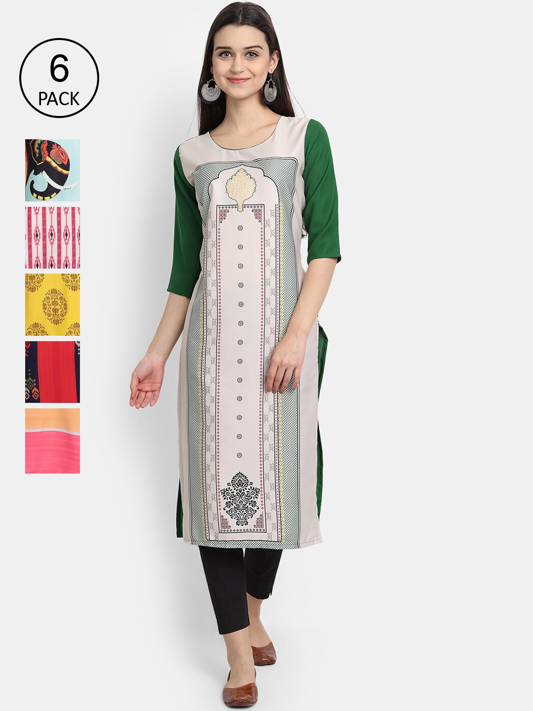 

1 Stop Fashion Women Multicoloured & nimbus cloud Colourblocked Thread Work Crepe Kurta, Multi