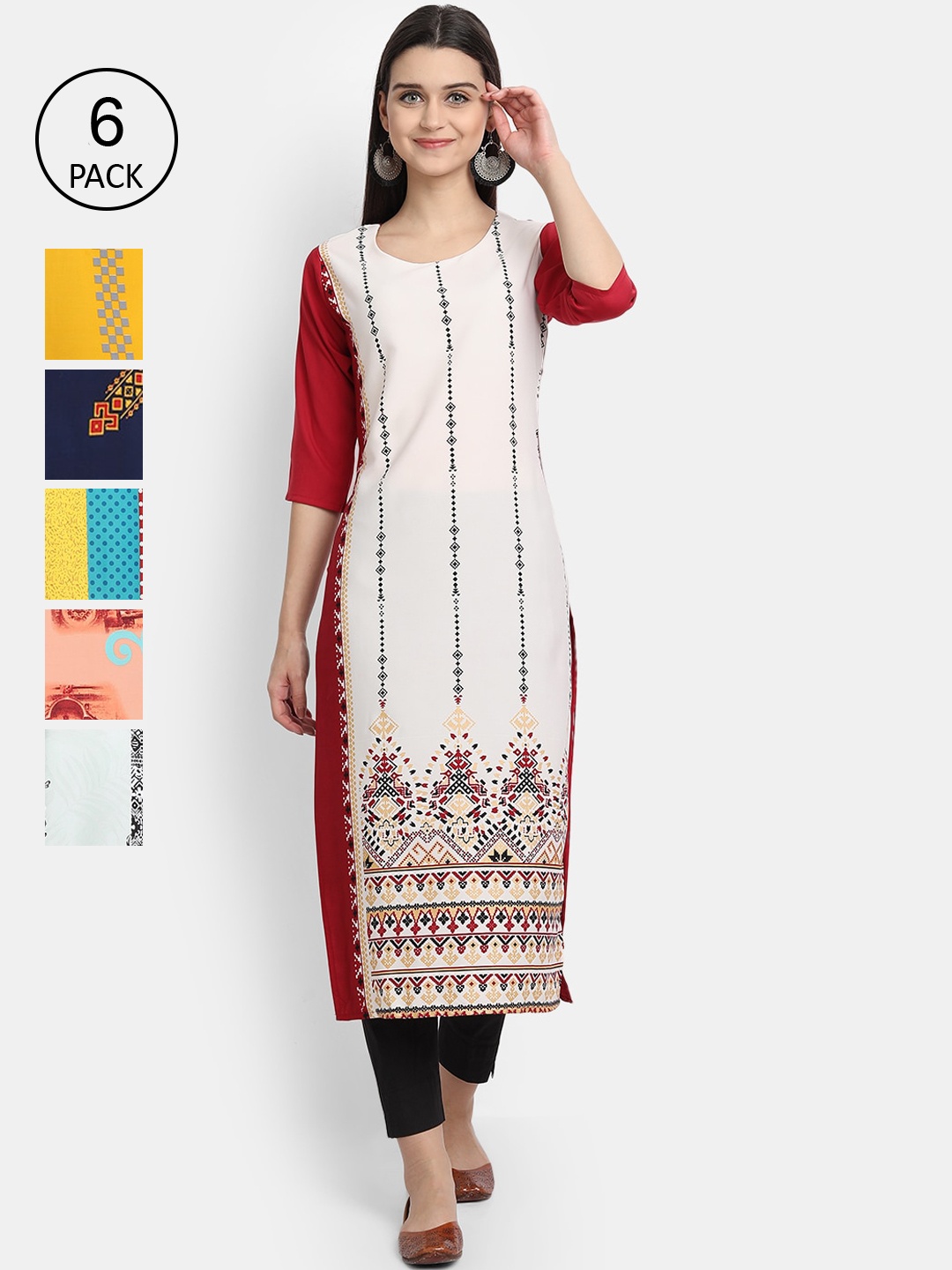 

1 Stop Fashion Women Pack Of 6 Kurtas, Peach