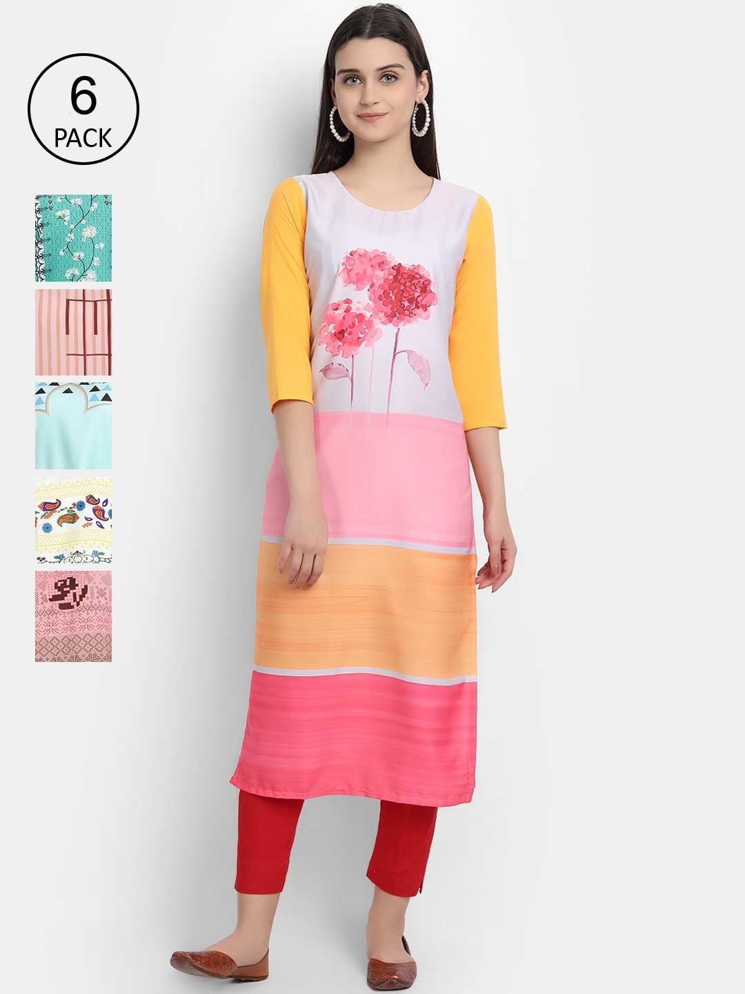 

1 Stop Fashion Women Pack Of 6 Kurtas, Multi