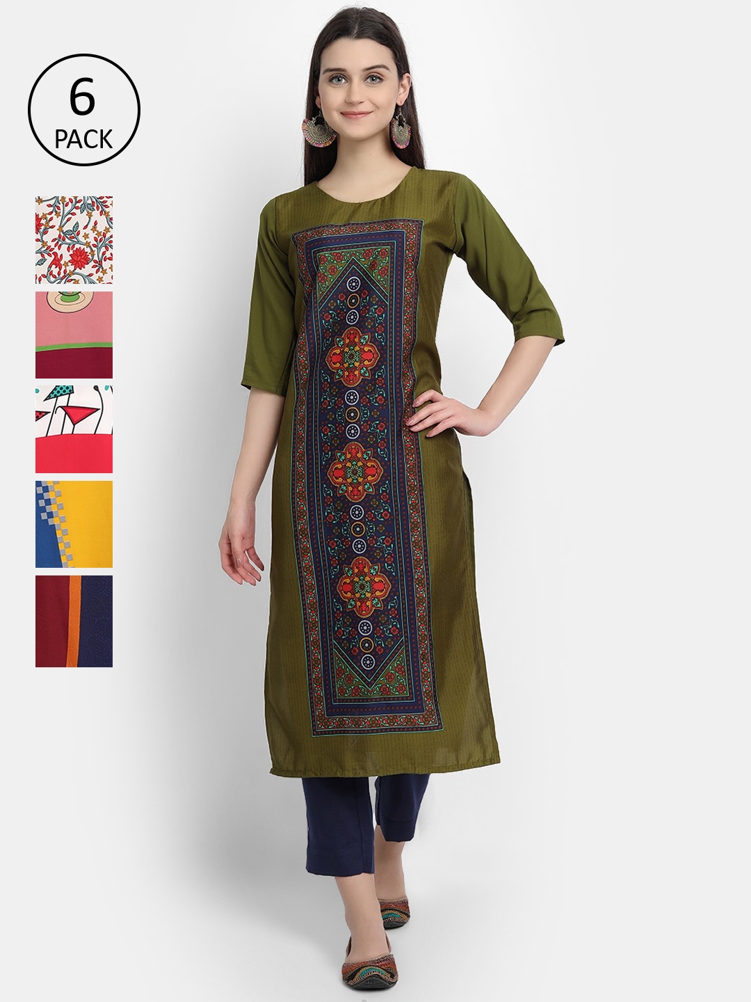 

1 Stop Fashion Women Multicoloured & raisin black Printed Thread Work Crepe Kurta, Multi