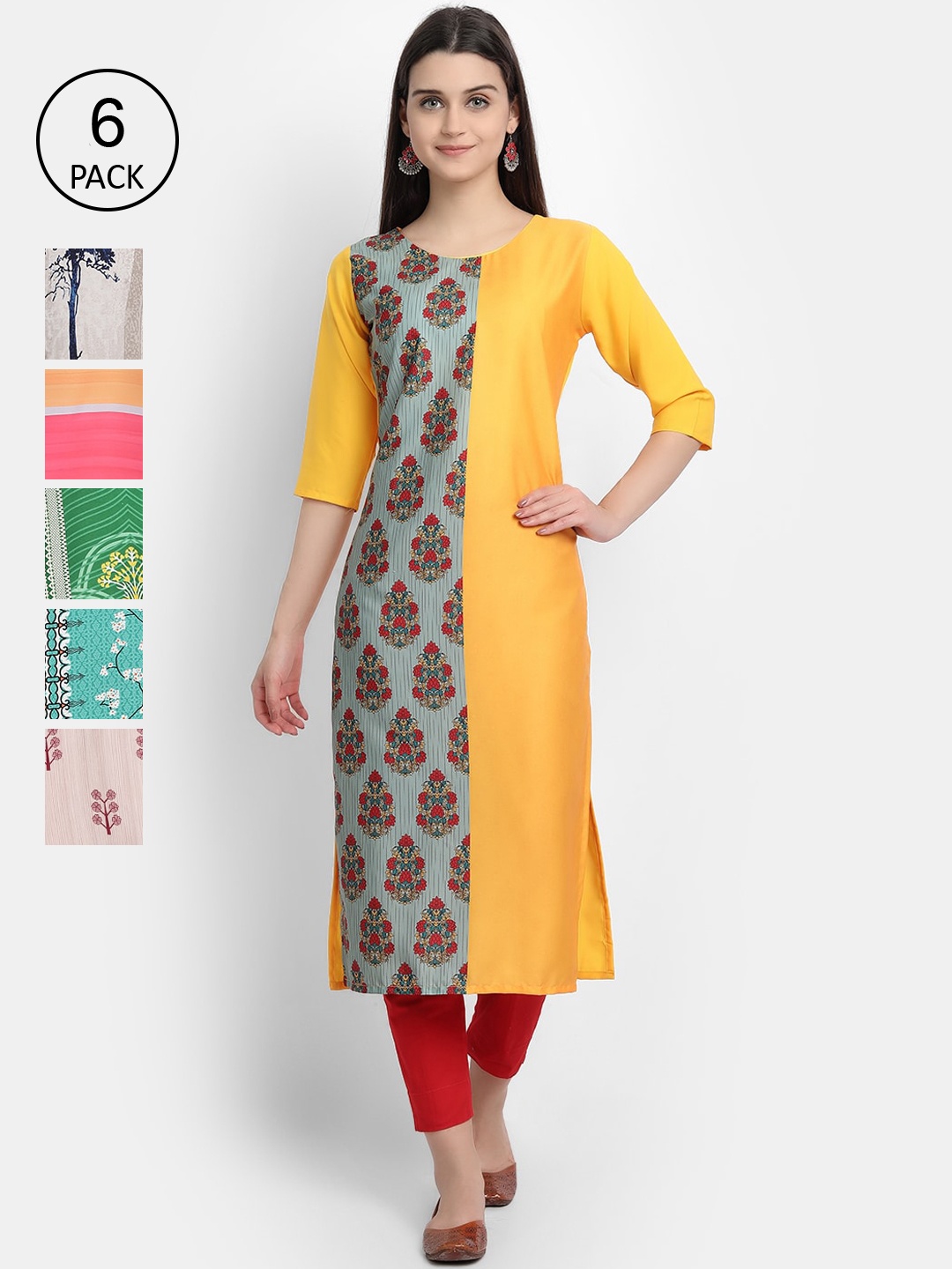

1 Stop Fashion Women Multicoloured Ethnic Motifs Printed Crepe Kurta, Multi