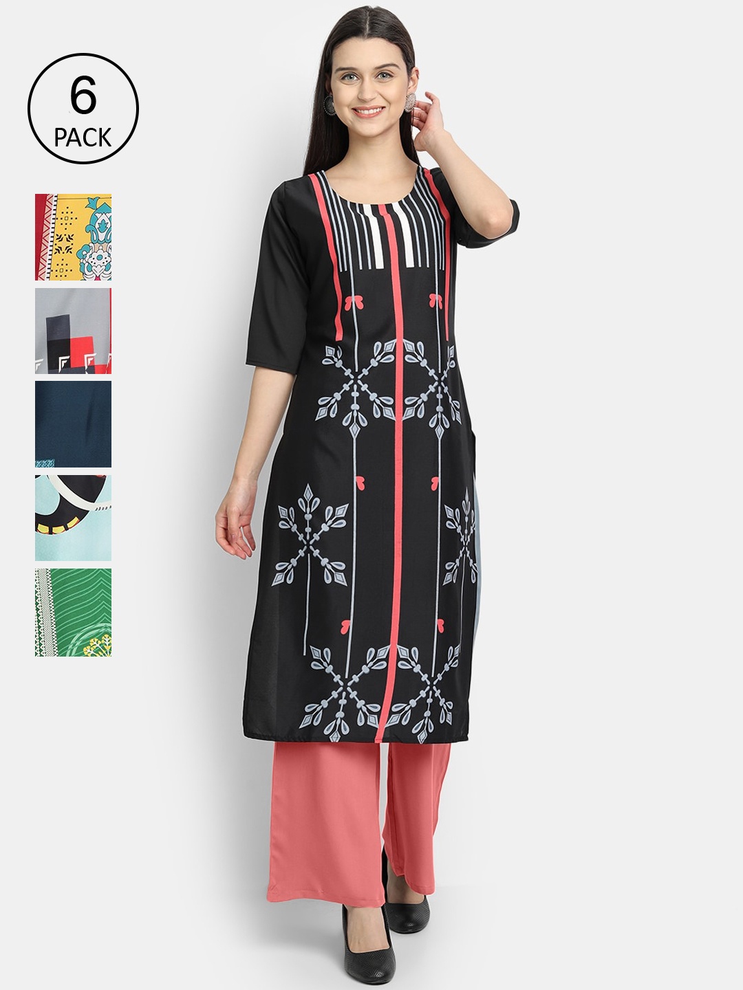 

1 Stop Fashion Women Multicoloured Floral Printed Gotta Patti Crepe Kurta, Multi