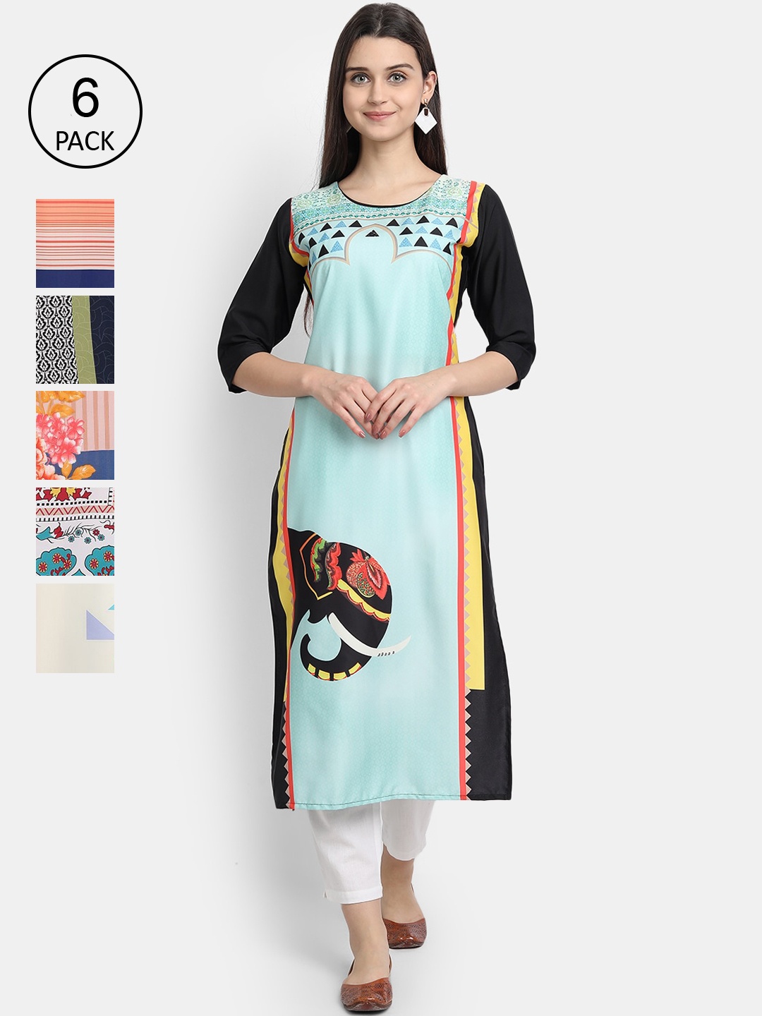 

1 Stop Fashion Women Multicoloured Embroidered Thread Work Crepe Kurta, Multi