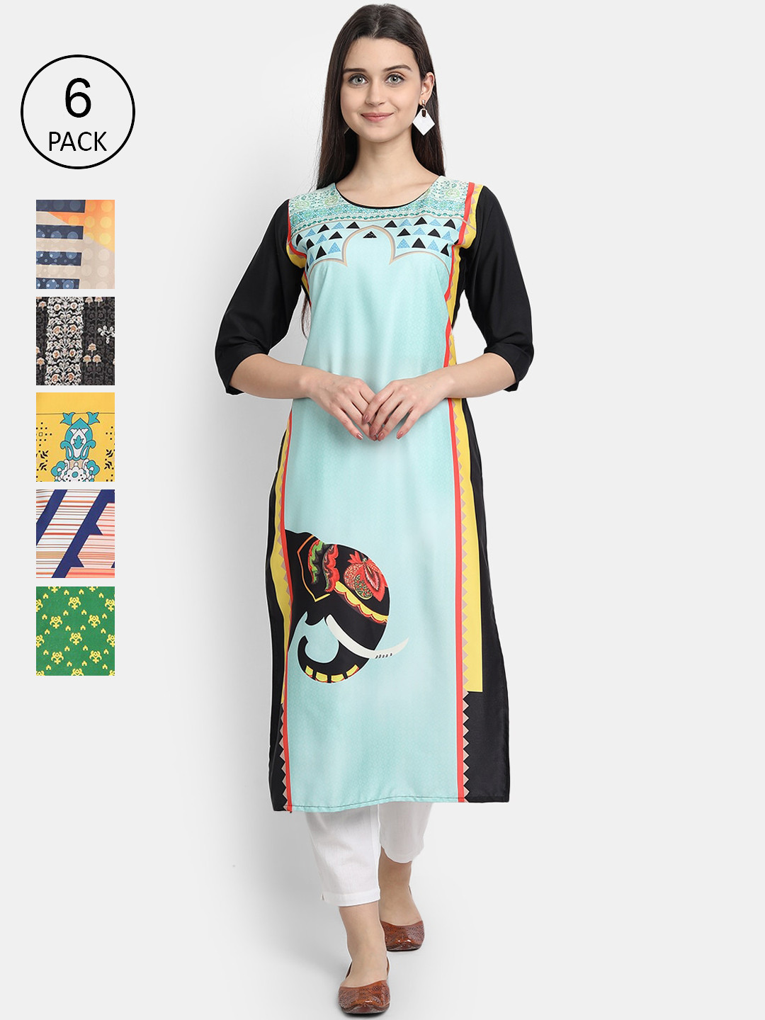 

1 Stop Fashion Women Multicoloured Embroidered Thread Work Crepe Kurta, Multi