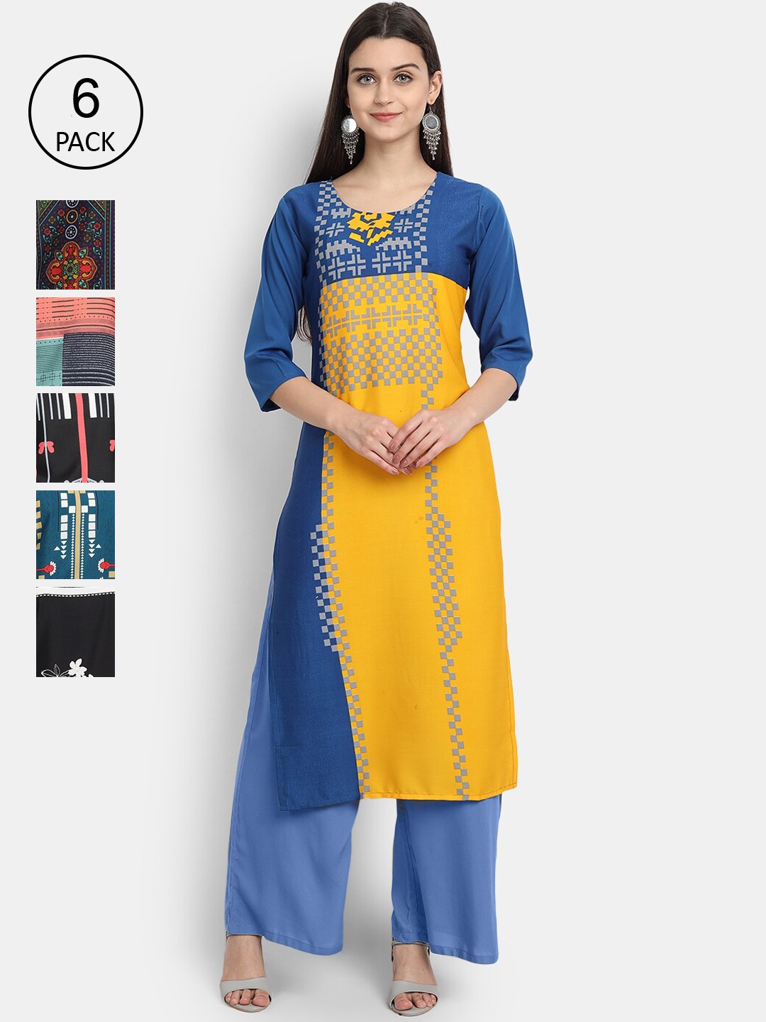 

1 Stop Fashion Women Pack Of 6 Kurtas, Multi