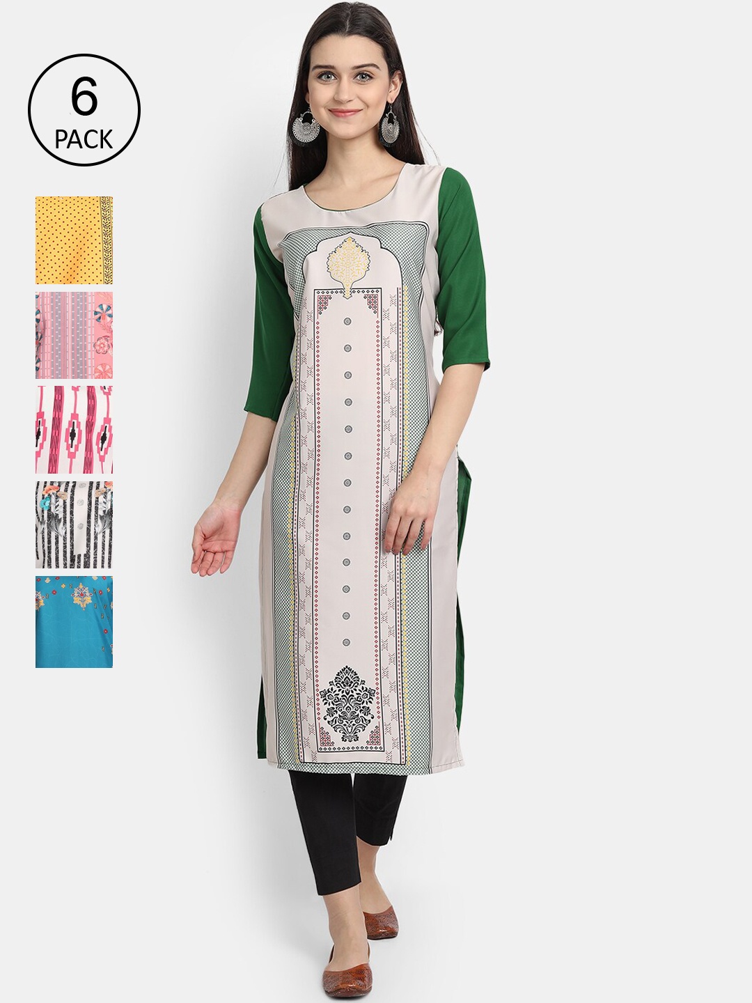 

1 Stop Fashion Women Multicoloured Striped Thread Work Crepe Kurta, Multi