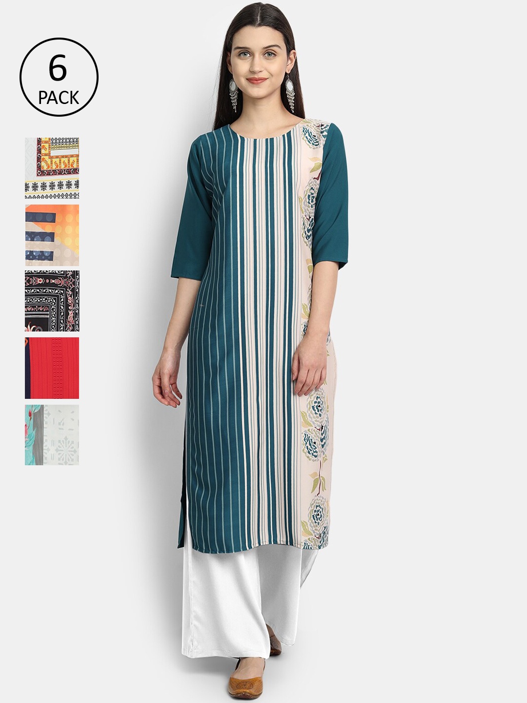 

1 Stop Fashion Women Pack Of 6 Kurtas, Multi