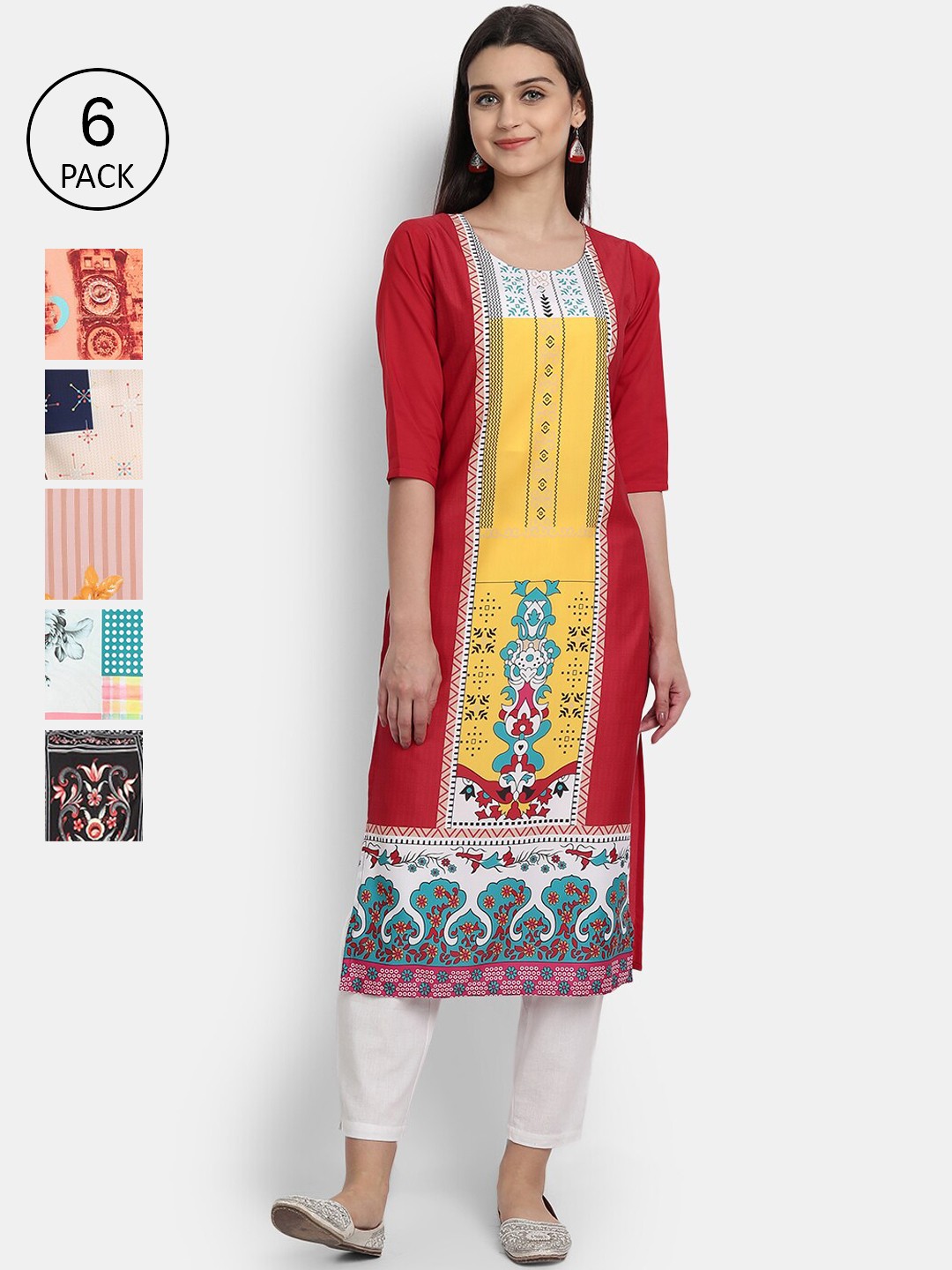 

1 Stop Fashion Women Pack Of 6 Kurtas, White
