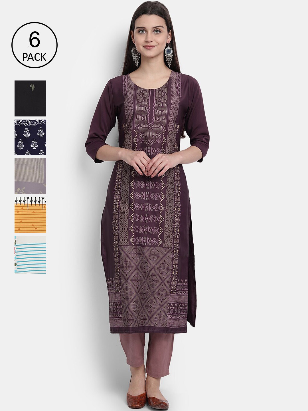 

1 Stop Fashion Women Multicoloured Thread Work Crepe Kurta, Multi