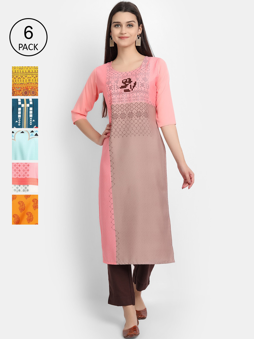 

1 Stop Fashion Women Multicoloured Ethnic Motifs Printed Thread Work Crepe Kurta, Multi
