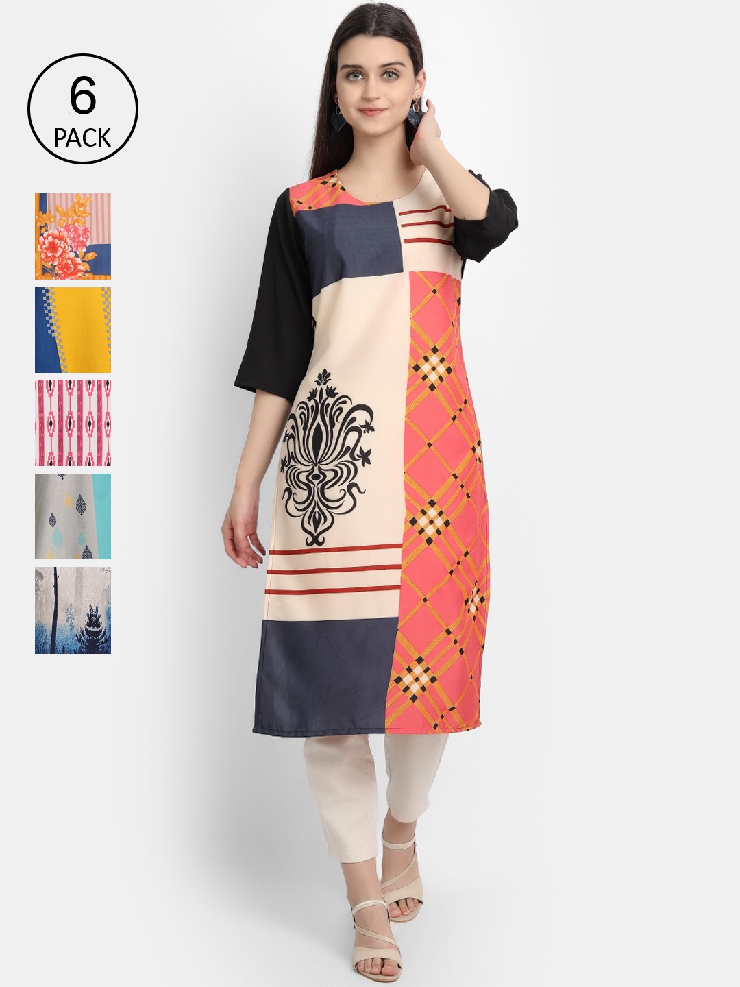 

1 Stop Fashion Women Multicoloured Printed Crepe Kurta, Multi