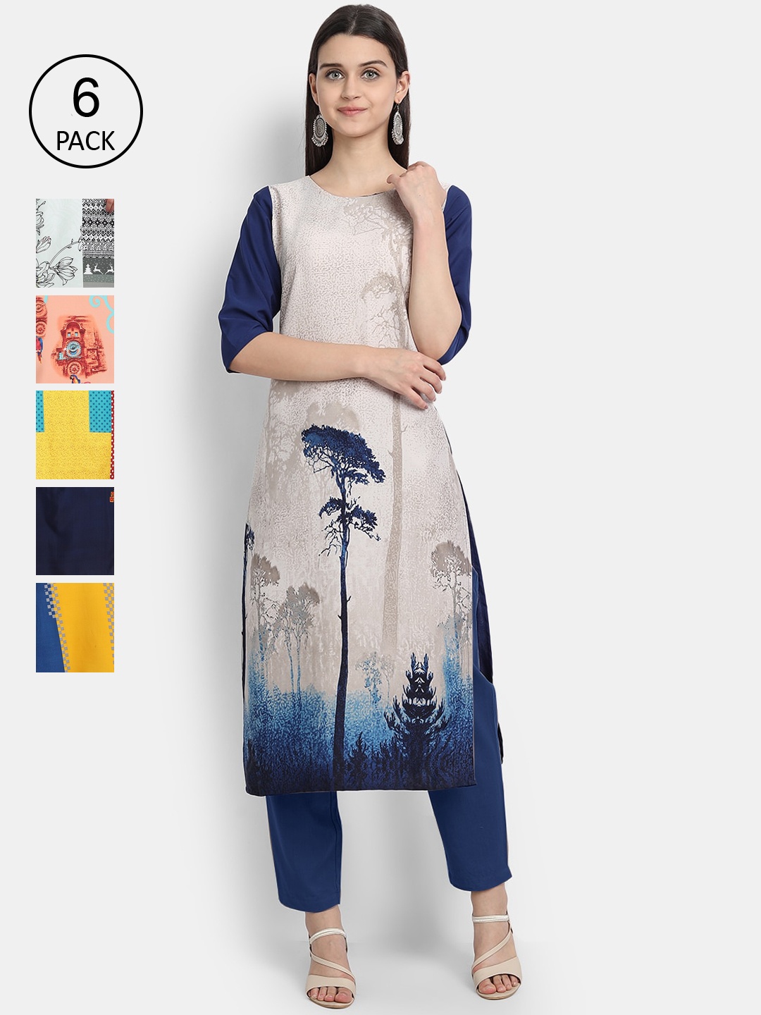 

1 Stop Fashion Women Multicoloured Printed Crepe Kurta, Multi