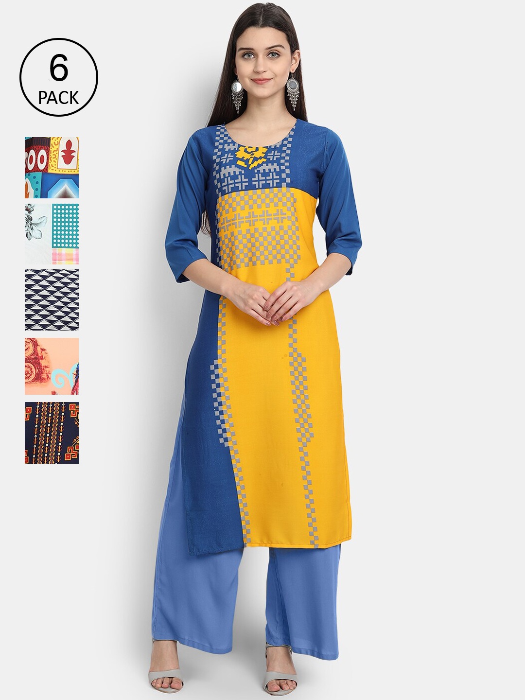 

1 Stop Fashion Women Pack Of 6 Kurtas, Multi